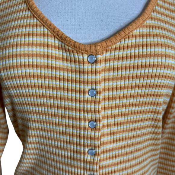 Levi’s Long Sleeve Britt Snap Front Striped Ribbed Top Womens Plus Size 1X New - Picture 5 of 13
